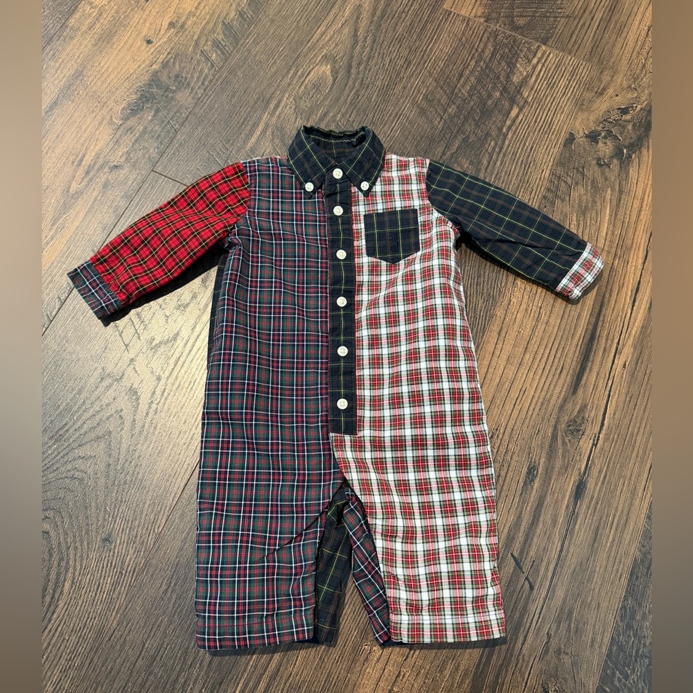 Ralph Lauren Baby Plaid Cotton Poplin Fun Coverall Size 3 Months